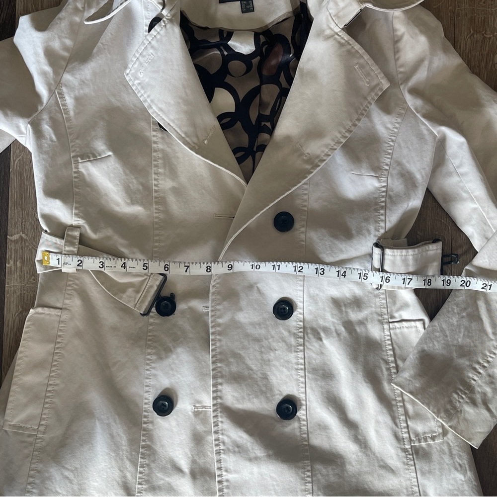 Mexx Cream Colored Lined Double Breast Trench Coat with belt Size 36 - Picture 11 of 16